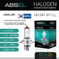 Лампа галогенная ABSEL H4 P43t 12V 60/55W LONG LIFE