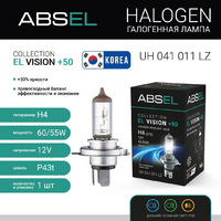 Лампа галогенная ABSEL H4 P43t 12V 60/55W EL VISION +50